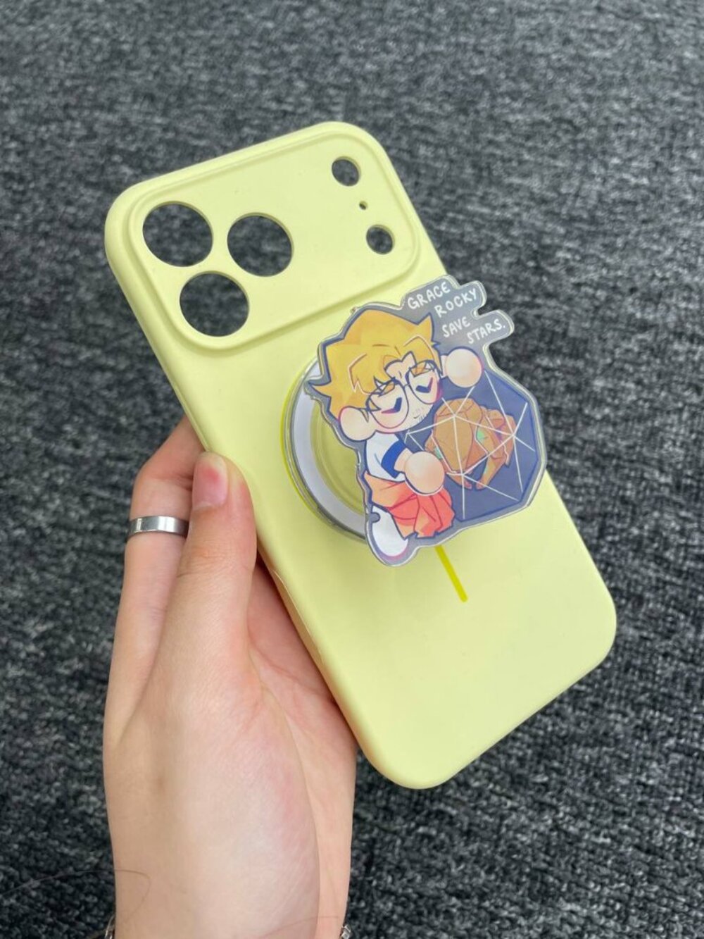 Anime Boy Snack Phone Grip | Cute Chibi Acrylic Phone Holder